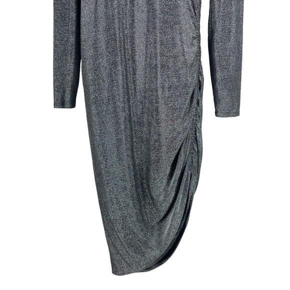 Veronica Beard Cyrus Metallic Lurex Side Ruch Dress Gunmetal Size XL - Picture 8 of 13